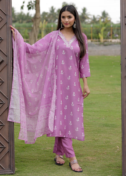 Onion Pink Printed Kurta Set