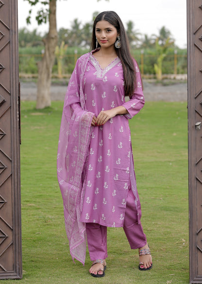 Onion Pink Printed Kurta Set