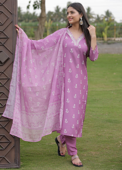 Onion Pink Printed Kurta Set
