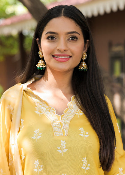 Sunshine Yellow Printed Kurta Set