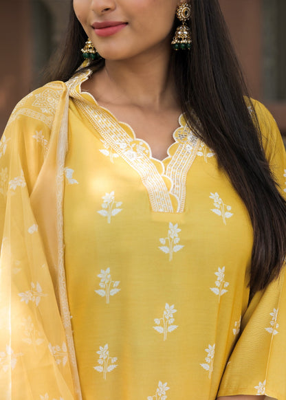 Sunshine Yellow Printed Kurta Set