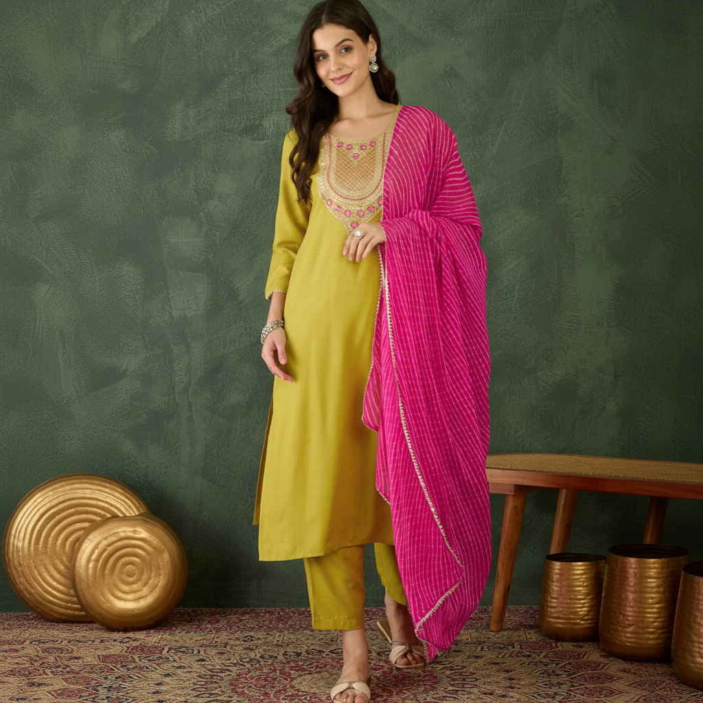 Liril Green Embroidered Kurta Set