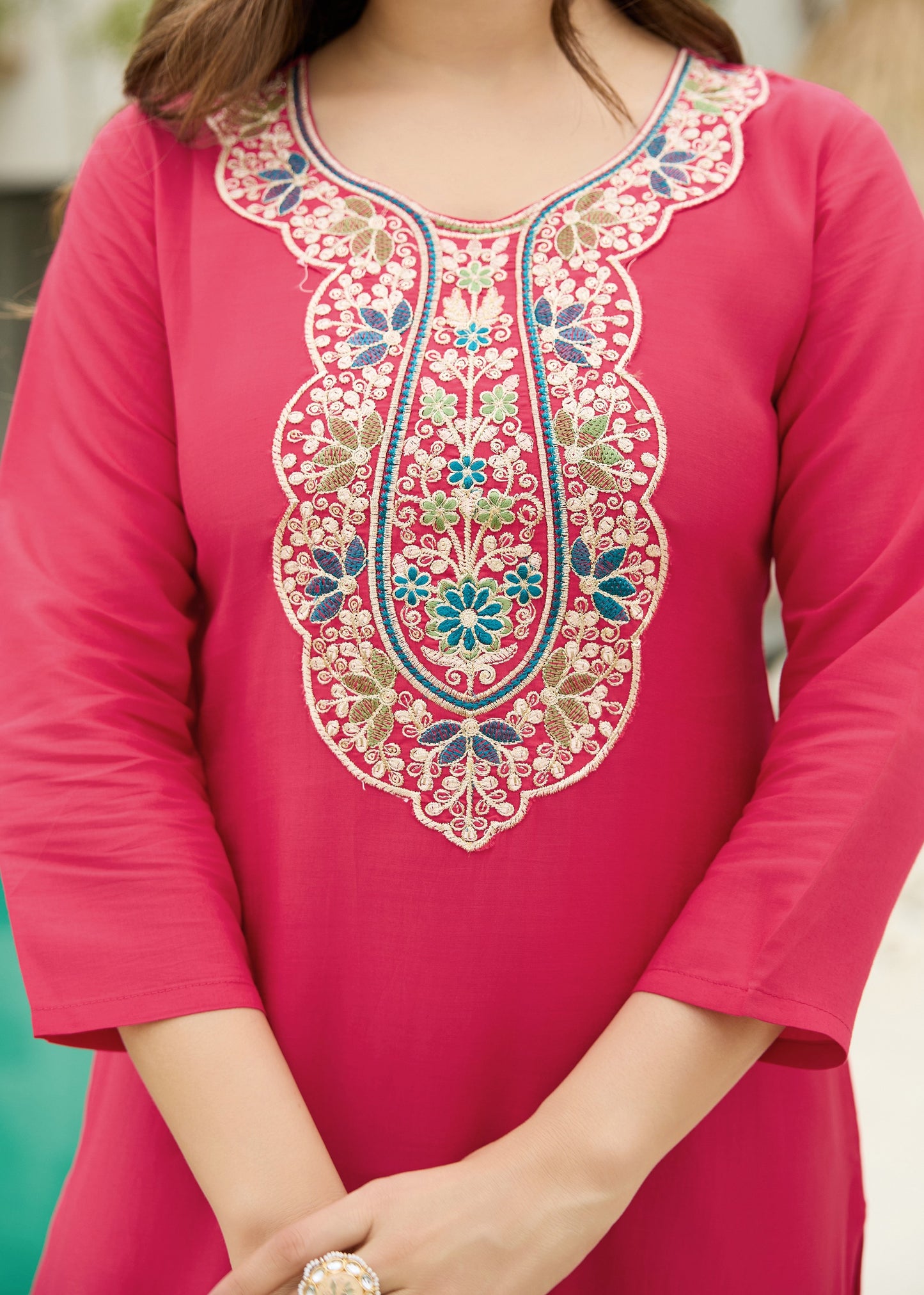 Gajri Pink Embroidered Kurta Set