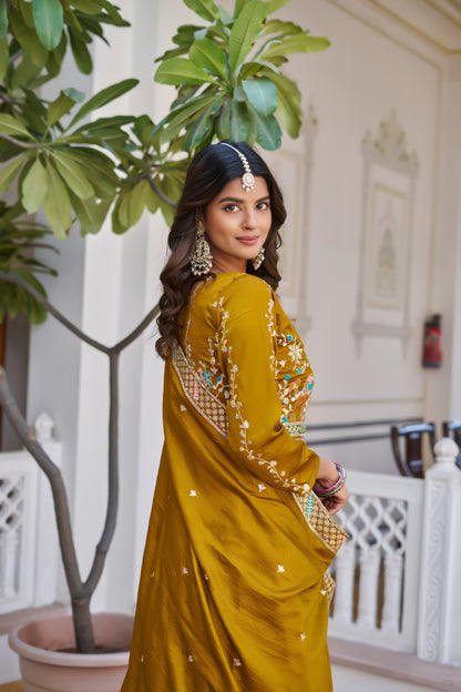 Chehar Golden Festive Lehenga Choli