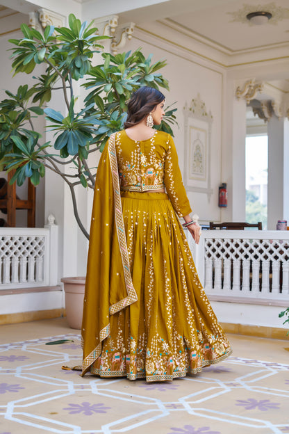Chehar Golden Festive Lehenga Choli