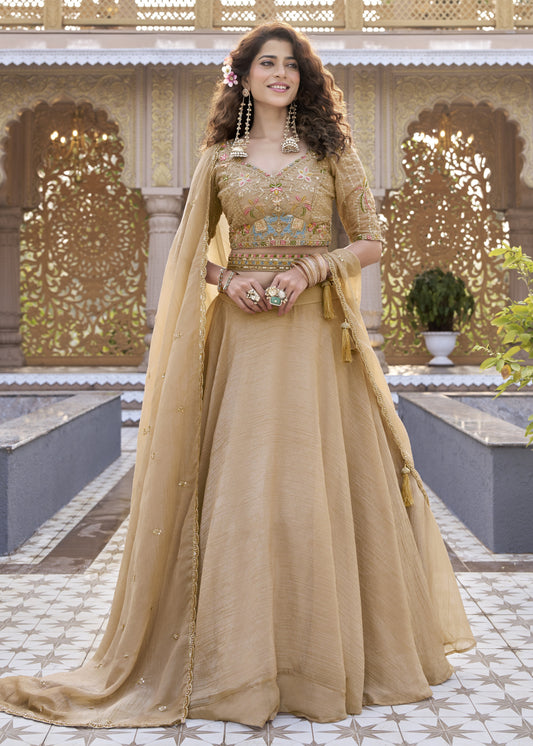 unlit Splendor Ethereal Gold Lehenga Set