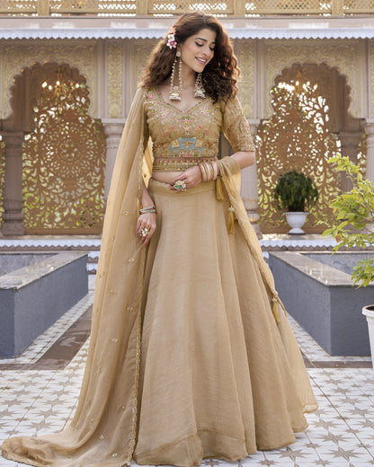 unlit Splendor Ethereal Gold Lehenga Set