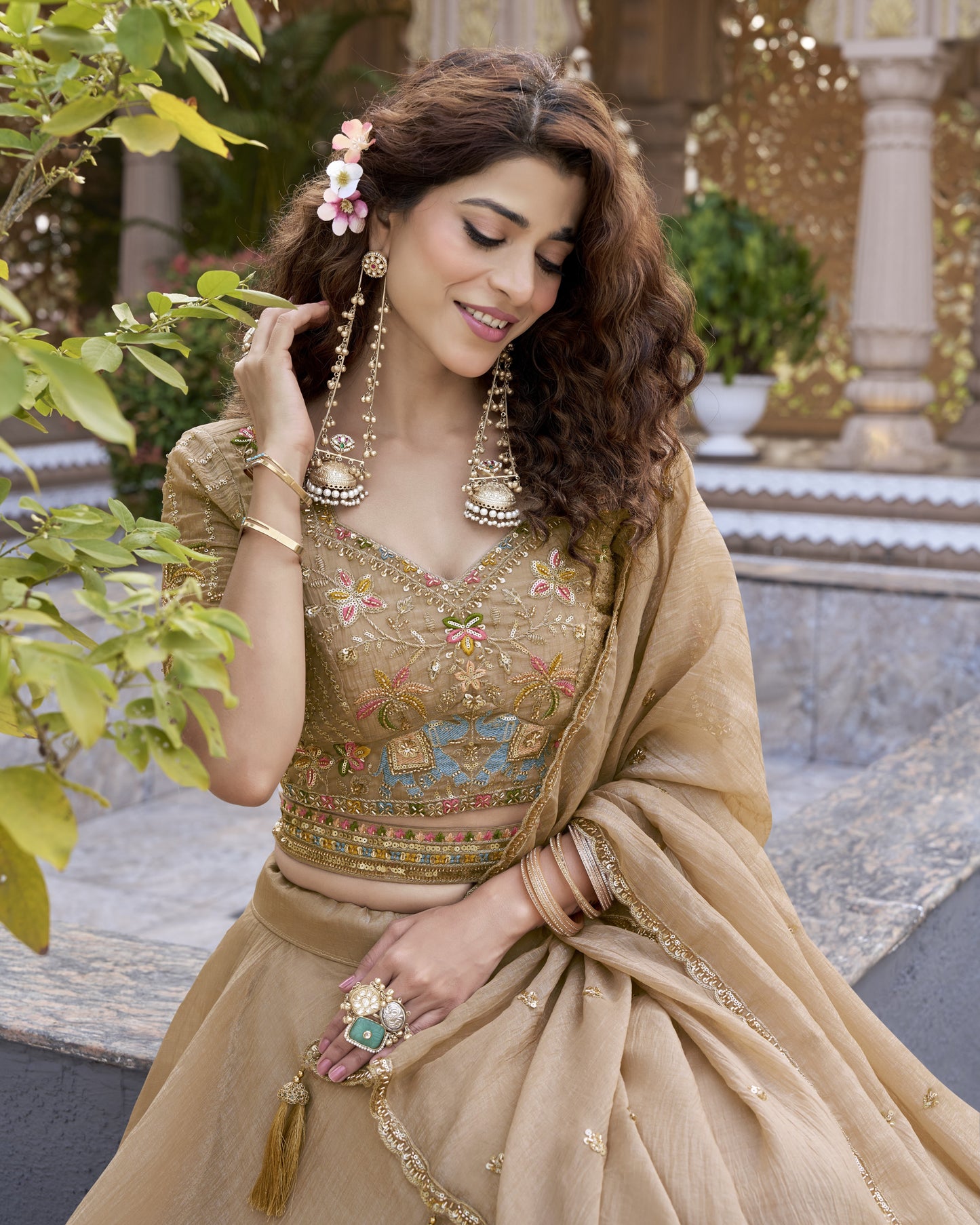 unlit Splendor Ethereal Gold Lehenga Set