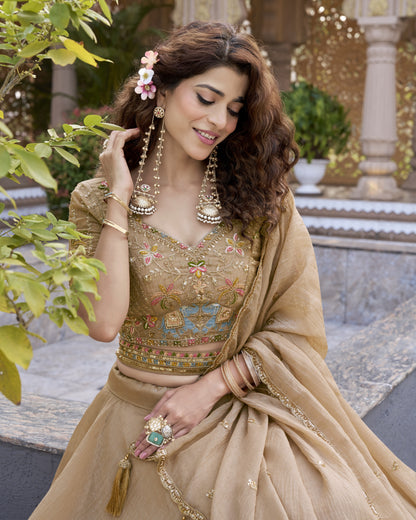 unlit Splendor Ethereal Gold Lehenga Set