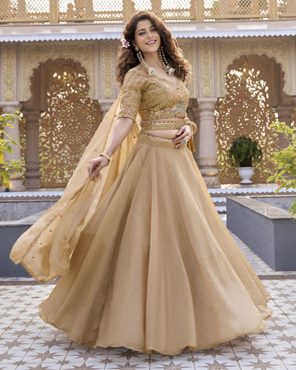 unlit Splendor Ethereal Gold Lehenga Set