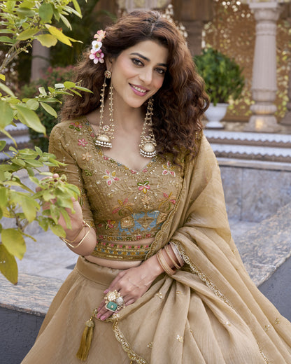 unlit Splendor Ethereal Gold Lehenga Set