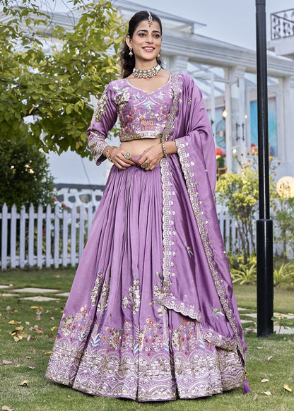 Lilac Dreams Silver Embroidered Bridal Lehenga Set