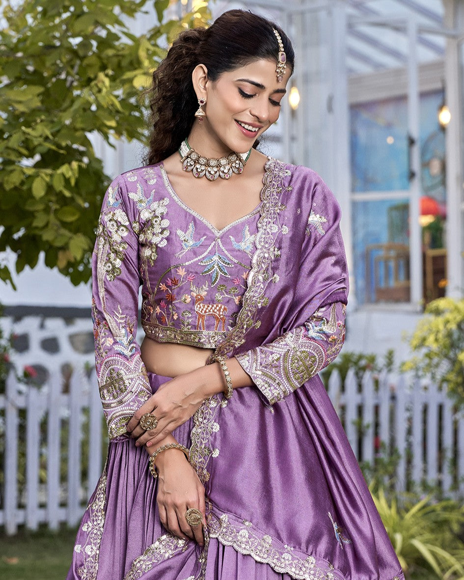Lilac Dreams Silver Embroidered Bridal Lehenga Set