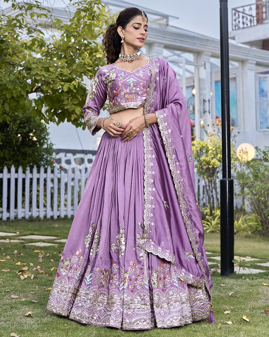 Lilac Dreams Silver Embroidered Bridal Lehenga Set