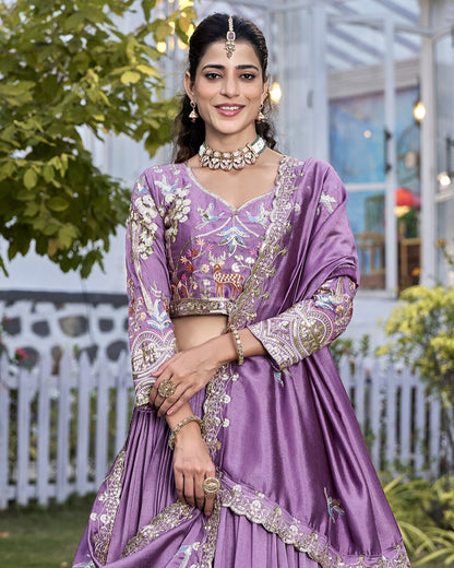 Lilac Dreams Silver Embroidered Bridal Lehenga Set