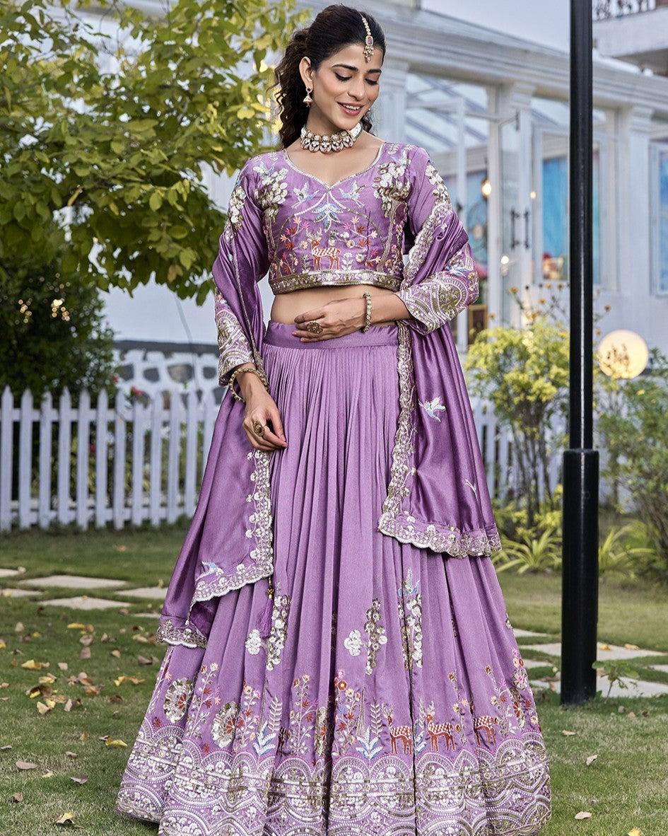 Lilac Dreams Silver Embroidered Bridal Lehenga Set