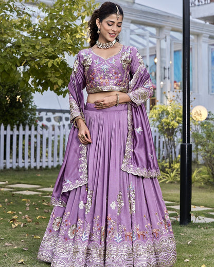 Lilac Dreams Silver Embroidered Bridal Lehenga Set