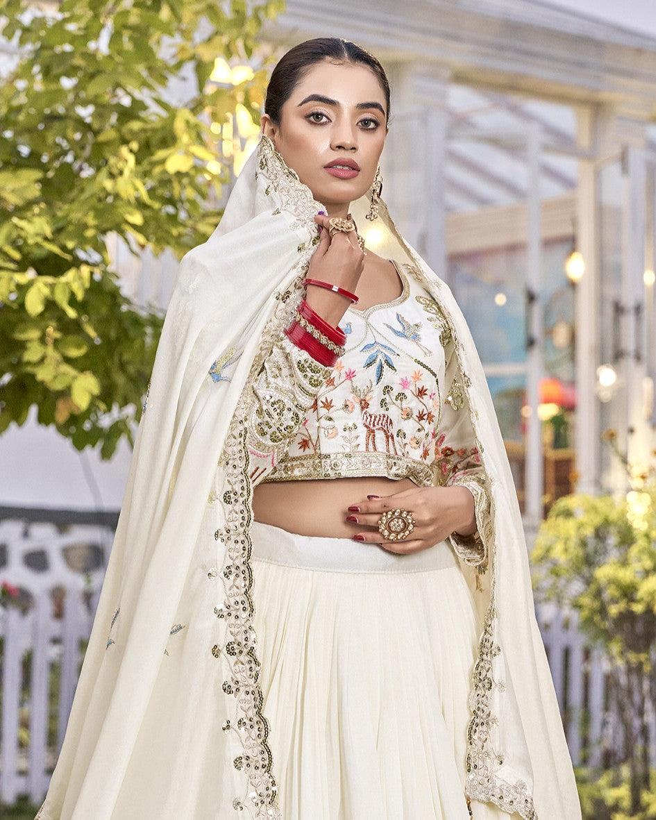 Enchanted Garden Off White Lehenga Set
