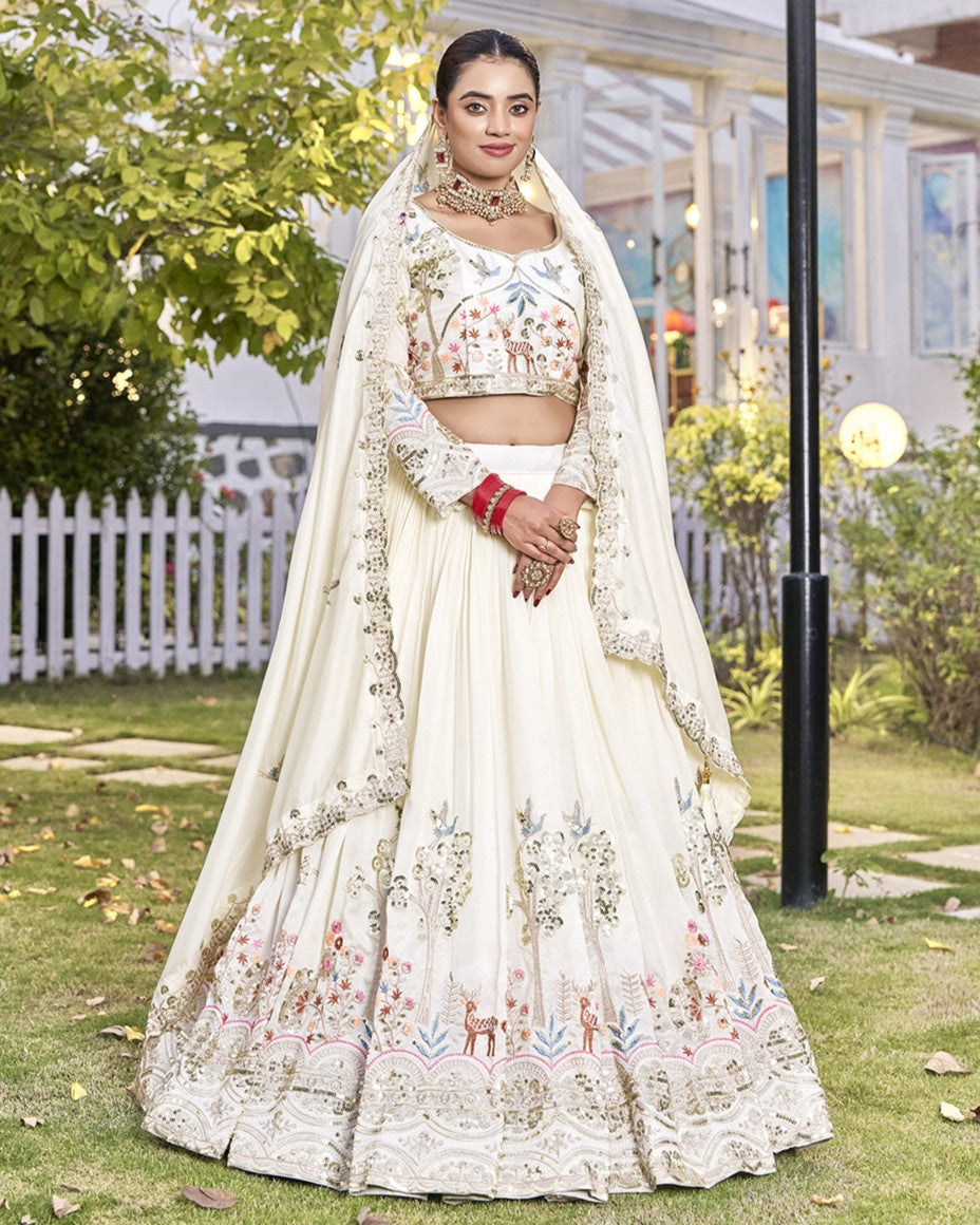 Enchanted Garden Off White Lehenga Set