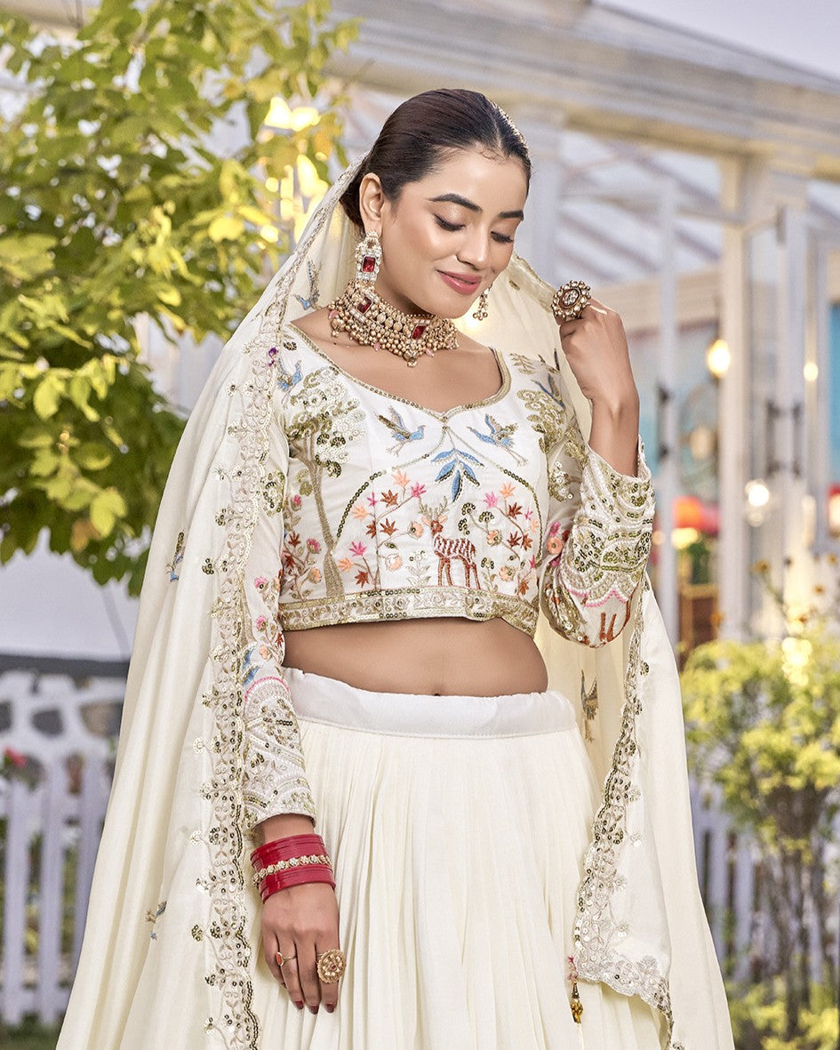 Enchanted Garden Off White Lehenga Set