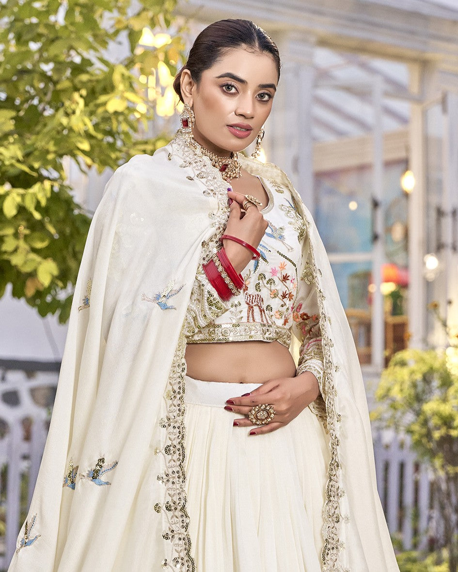 Enchanted Garden Off White Lehenga Set