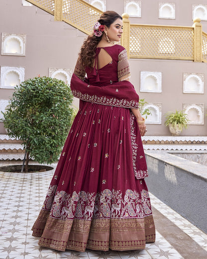 Royal Heritage Maroon Lehenga Set