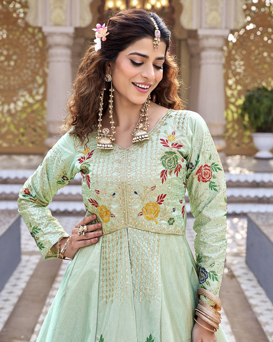 Garden of Joy Pista Green Floral Lehenga Set