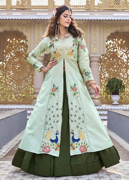Garden of Joy Pista Green Floral Lehenga Set