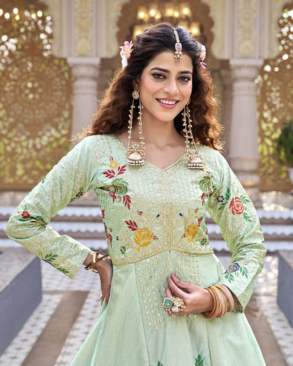 Garden of Joy Pista Green Floral Lehenga Set