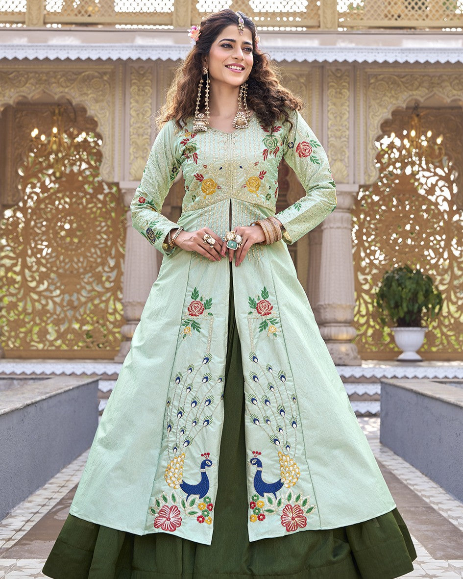 Garden of Joy Pista Green Floral Lehenga Set