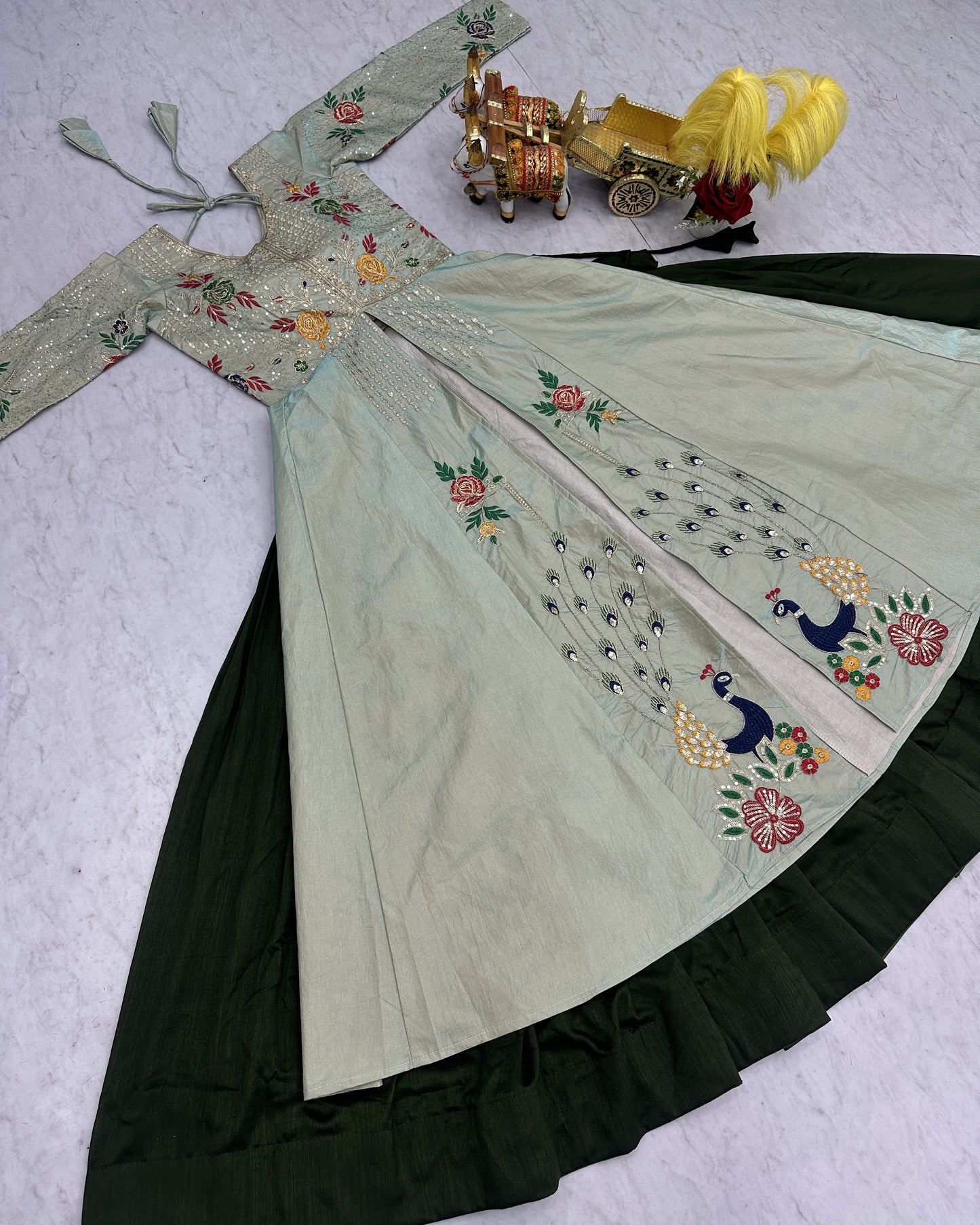 Garden of Joy Pista Green Floral Lehenga Set