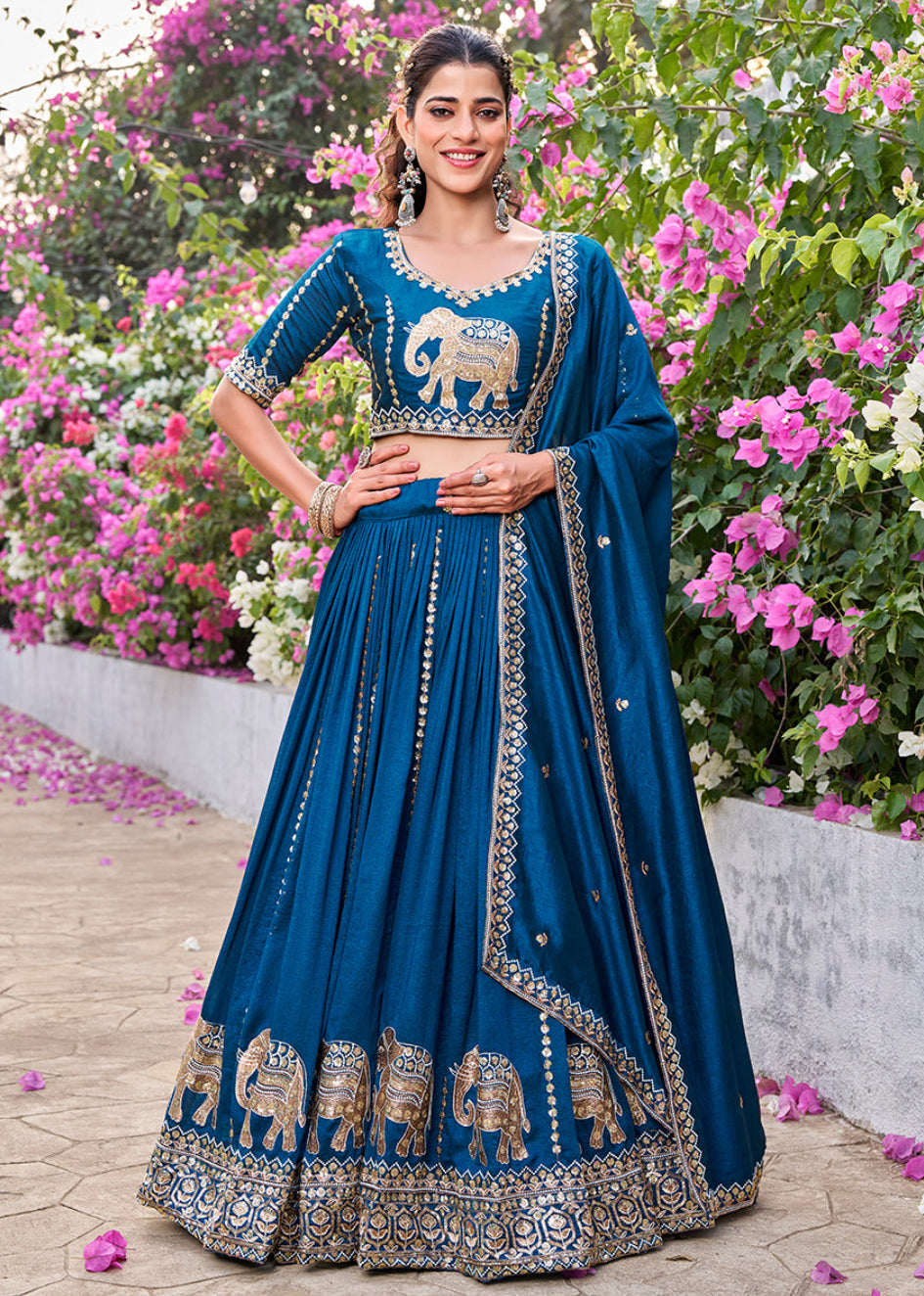 Peacock Teal Lehenga Set