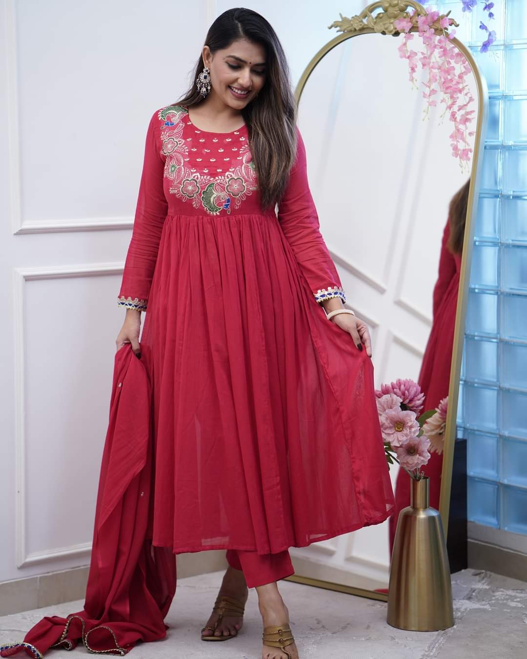 Morlo Maroon Deep Sea Beautiful Dress