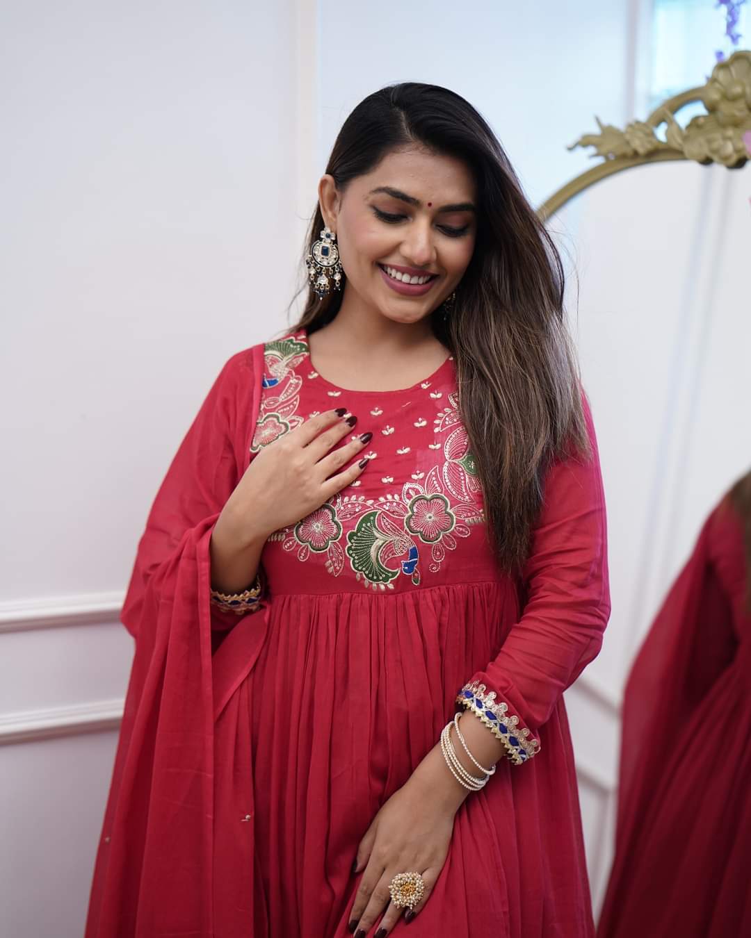 Morlo Maroon Deep Sea Beautiful Dress