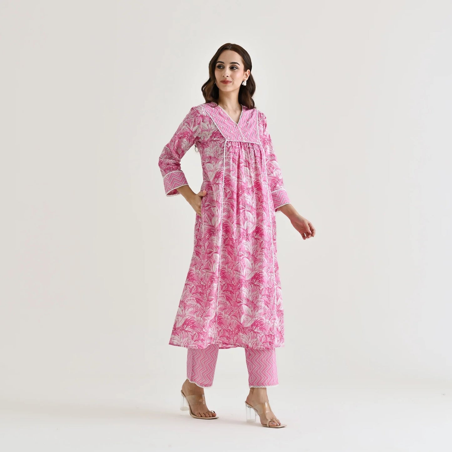 Moti Pink Delicate Lace Dress