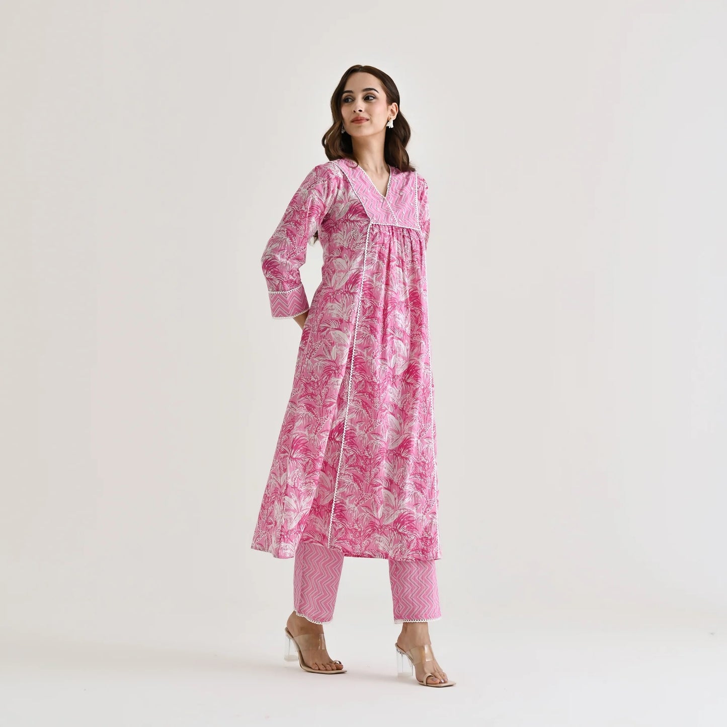 Moti Pink Delicate Lace Dress