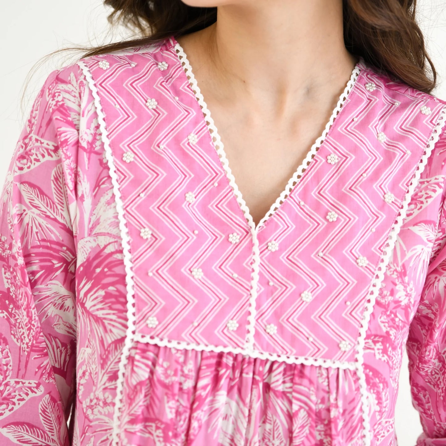 Moti Pink Delicate Lace Dress