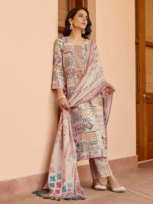 Reha Cream Elegant Dinner Dress