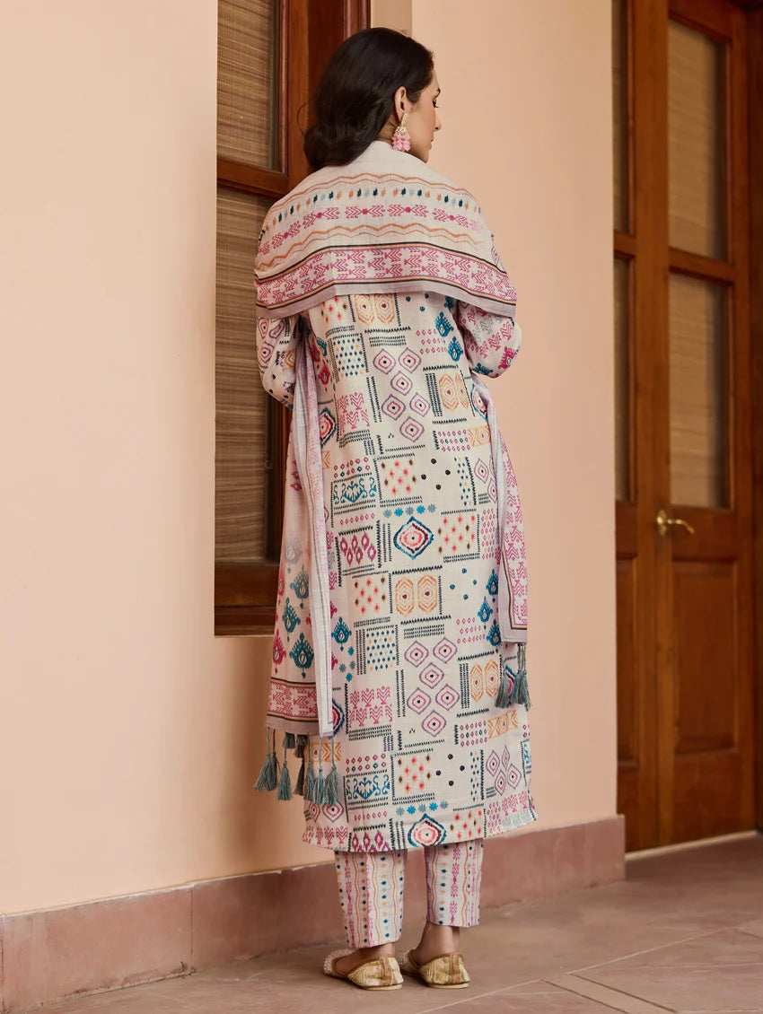 Reha Cream Elegant Dinner Dress