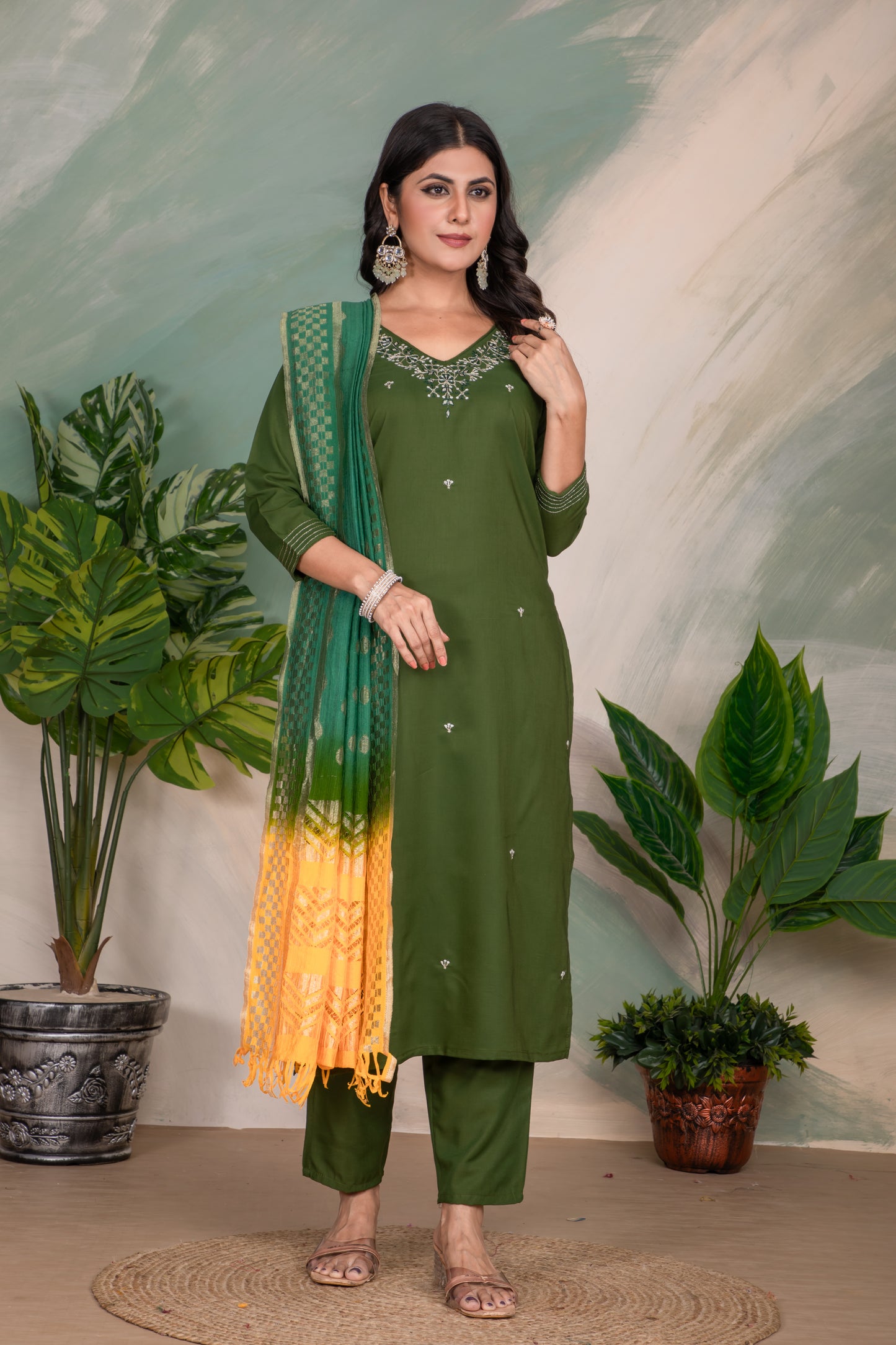 Sameera Green Flowing Boho Dress