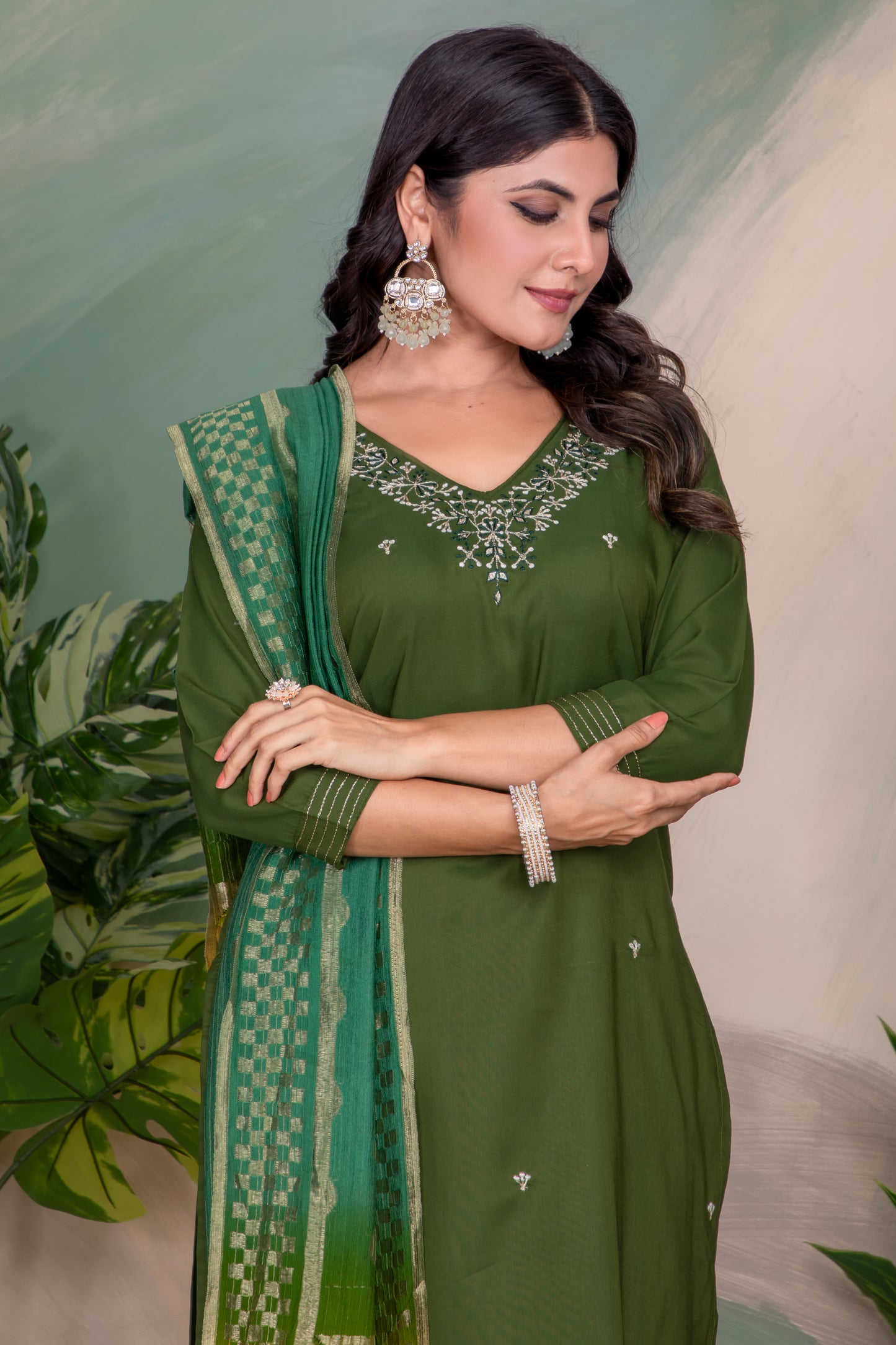 Sameera Green Flowing Boho Dress
