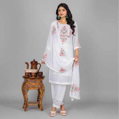Shuchi White Minimalist Evening Dress