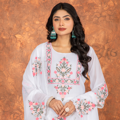 Shuchi White Minimalist Evening Dress