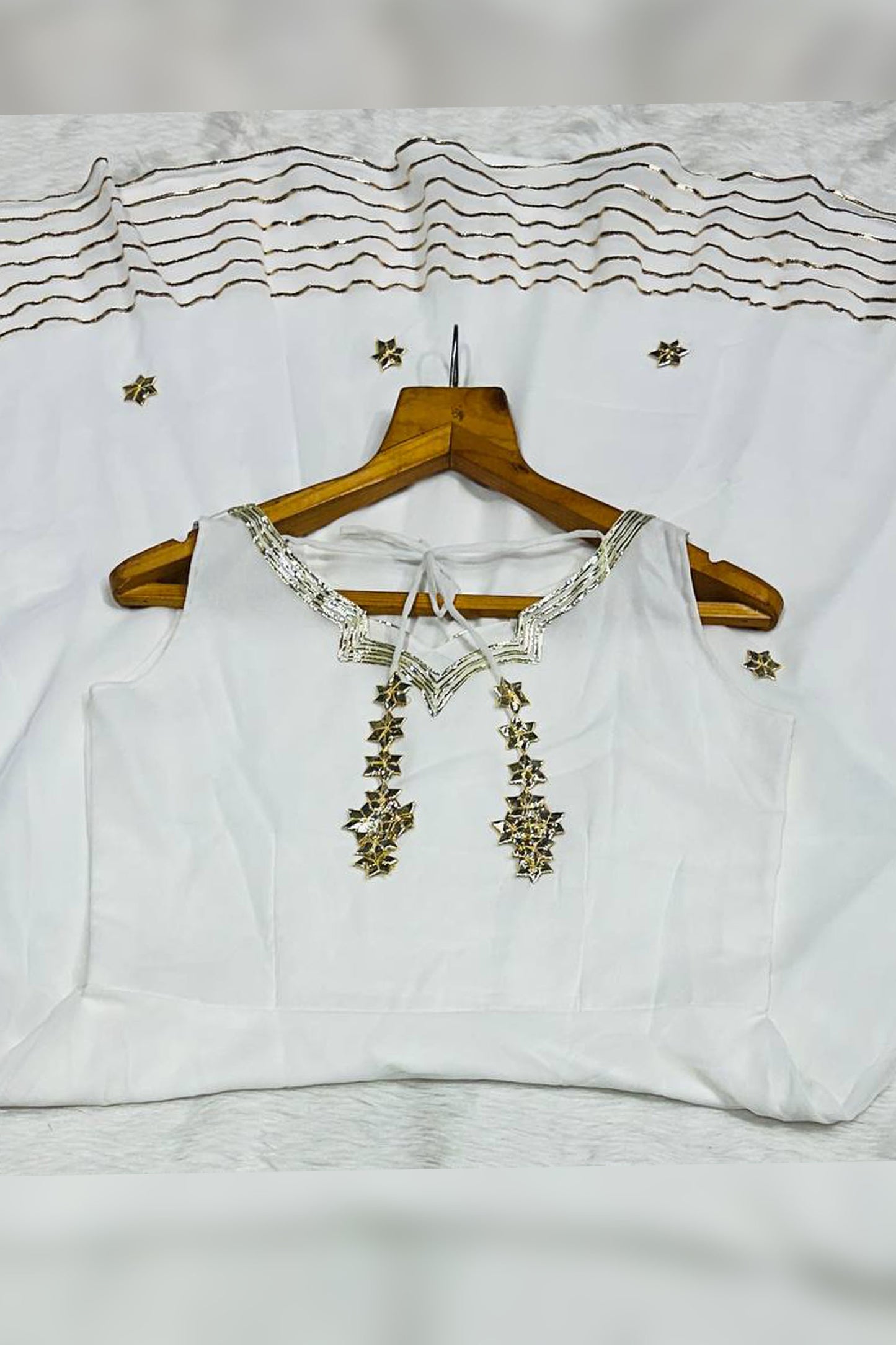 Meraki White Embroidered Georgette Anarkali Suit Set