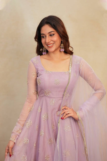 Lavender Aura Handcrafted Anarkali Set