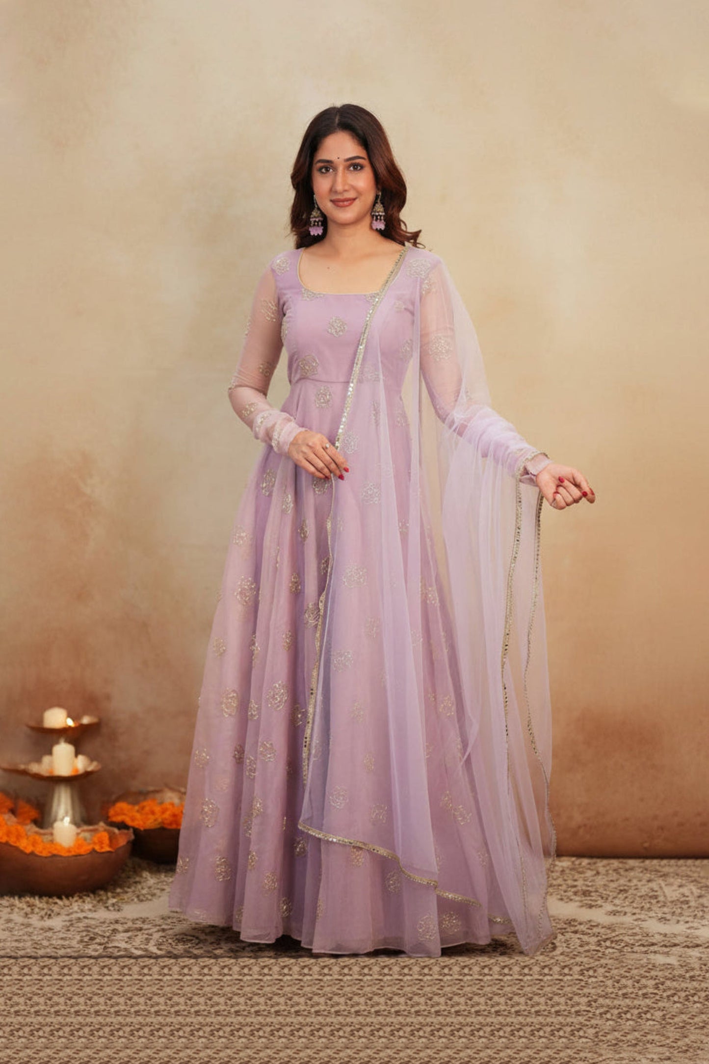 Lavender Aura Handcrafted Anarkali Set