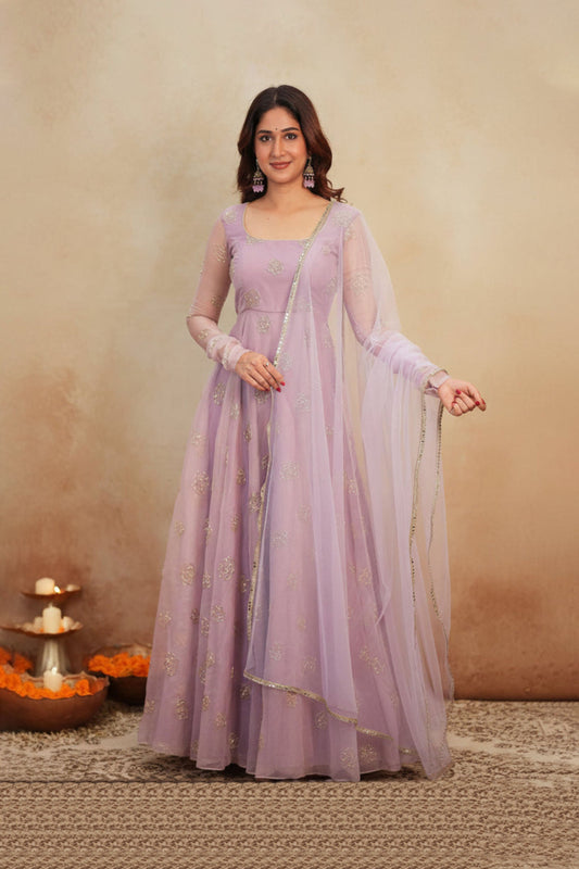 Lavender Aura Handcrafted Anarkali Set
