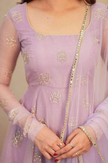 Lavender Aura Handcrafted Anarkali Set