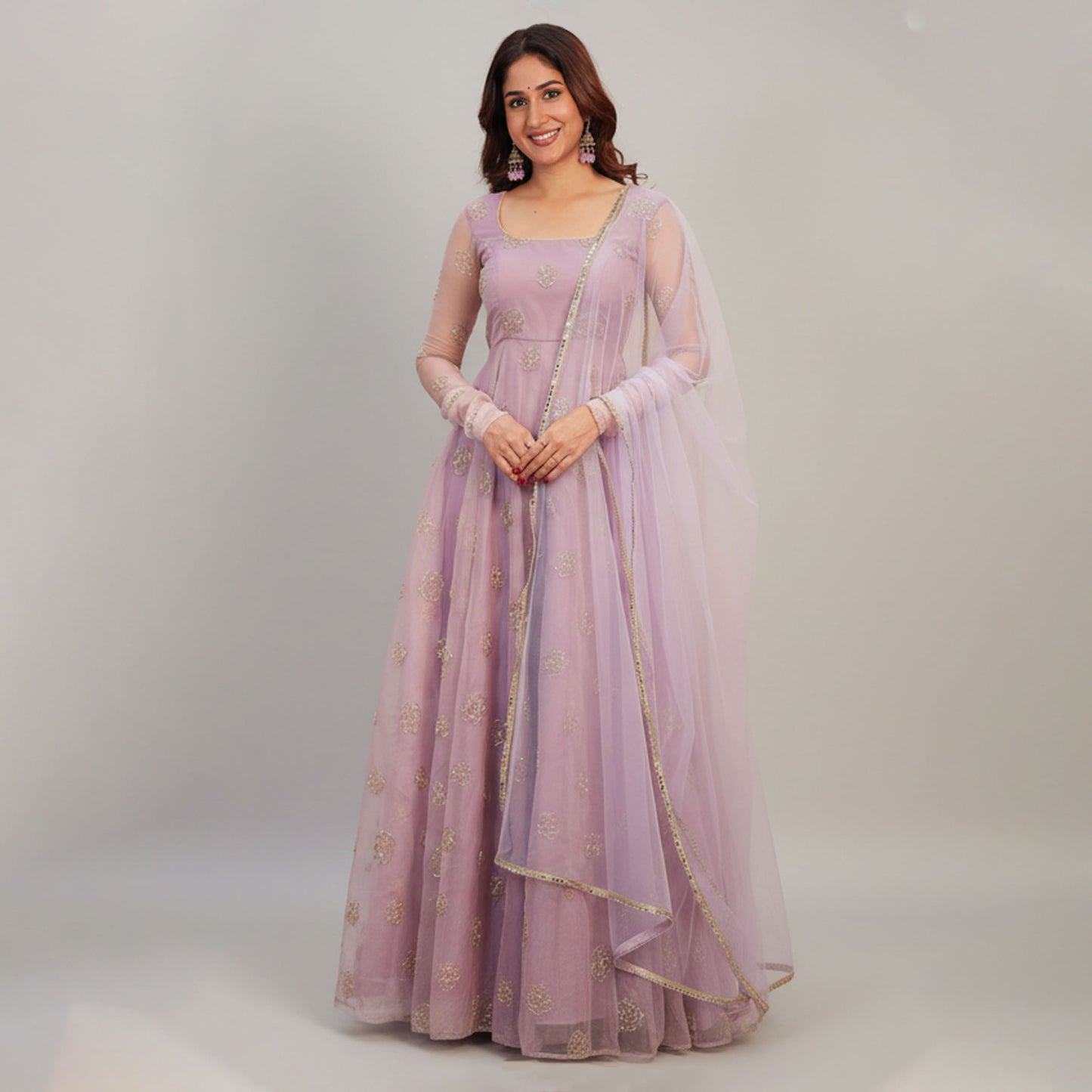 Lavender Aura Handcrafted Anarkali Set