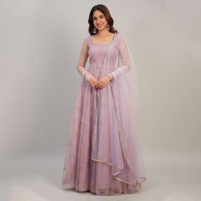 Lavender Aura Handcrafted Anarkali Set